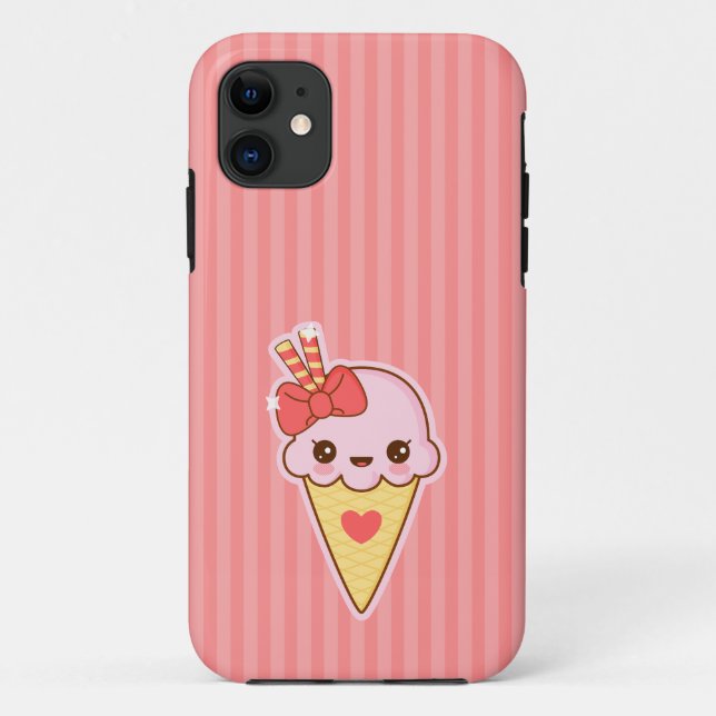 Kawaii Happy Strawberry Ice cream cone Case-Mate iPhone Case (Back)