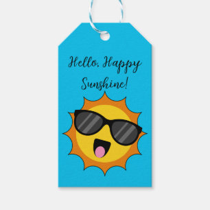 Kawaii Happy Sun with Sunglasses Add Text Gift Tags