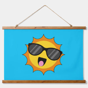 Kawaii Happy Sun with Sunglasses Hanging Tapestry