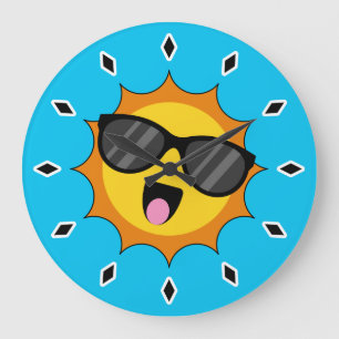 Kawaii Happy Sun with Sunglasses Large Clock