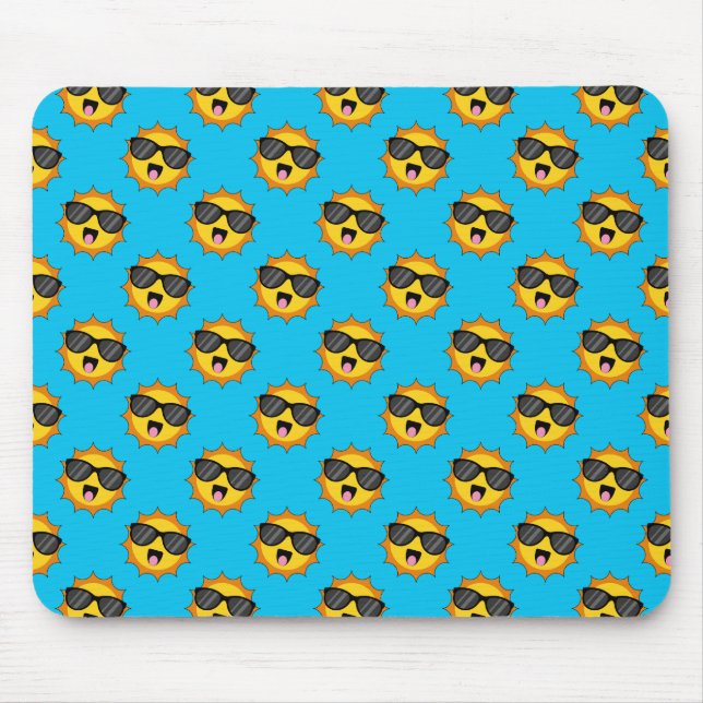 Kawaii Happy Sun with Sunglasses Mouse Pad (Front)