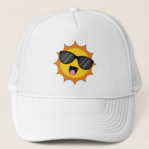 Kawaii Happy Sun with Sunglasses Trucker Hat