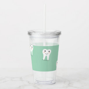 Kawaii happy tooth acrylic tumbler