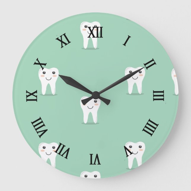 Kawaii happy tooth large clock (Front)