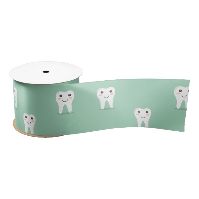 Kawaii happy tooth satin ribbon (Spool)