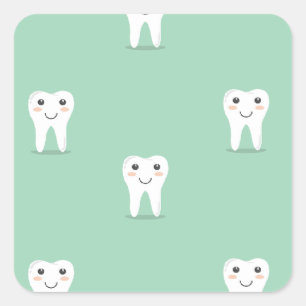 Kawaii happy tooth square sticker