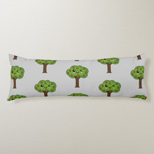 Kawaii Happy Winking Apple Tree Body Cushion (Front)