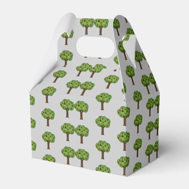 Kawaii Happy Winking Apple Tree Favour Box (Front Side)