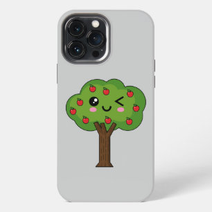 Kawaii Happy Winking Apple Tree iPhone 13 Pro Max Case