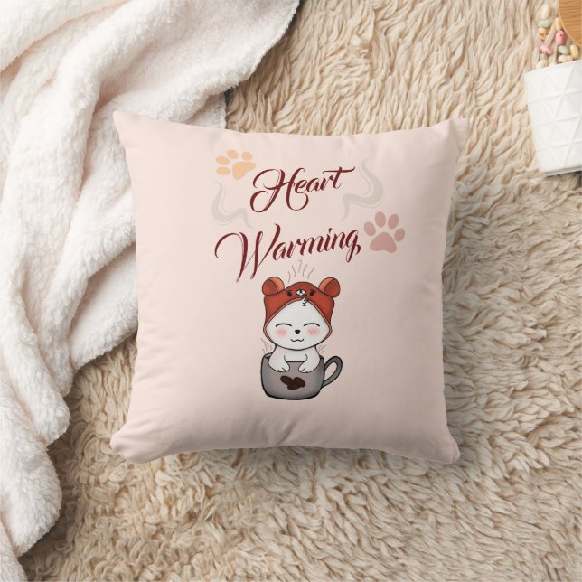 kawaii Heart warming love for cats Cushion (Blanket)