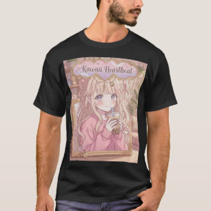 Kawaii Heartbeat Boba Tea Anime Girl Aesthetic Shi T-Shirt