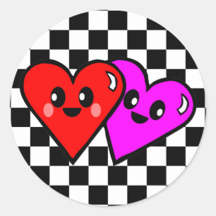 Kawaii Hearts & Chequerboard Stickers