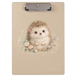 Kawaii Hedgehog Cottagecore Floral Gift Clipboard
