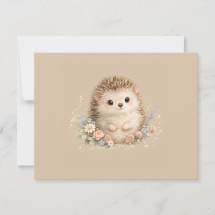 Kawaii Hedgehog Cottagecore Floral Gift Invitation