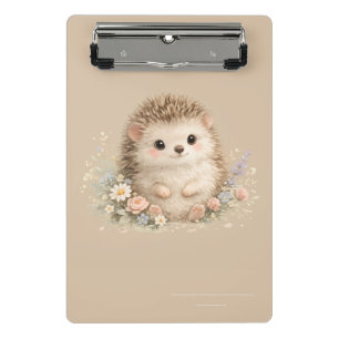 Kawaii Hedgehog Cottagecore Floral Gift Mini Clipboard