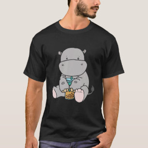 Kawaii Hippopotamus Bubble Tea Milk Cute Japanese T-Shirt