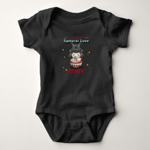 Kawaii Honored Samurai Cat Eat Ramen Baby Bodysuit