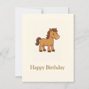 Kawaii Horse Illustration Postcard