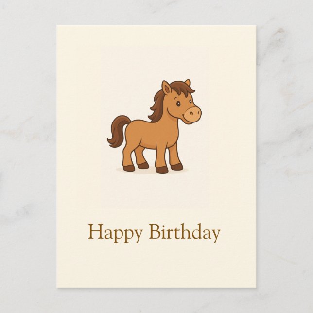 Kawaii Horse Illustration Postcard (Front)