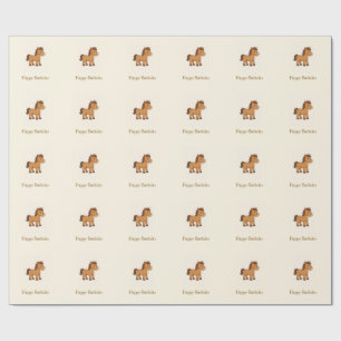 Kawaii Horse Illustration Wrapping Paper