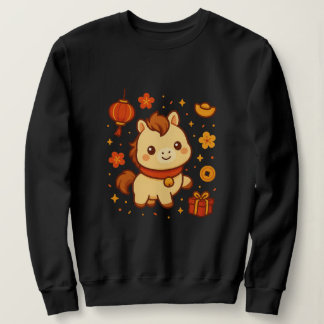 Kawaii Horse of Fortune - Adorable New Year Gift Sweatshirt