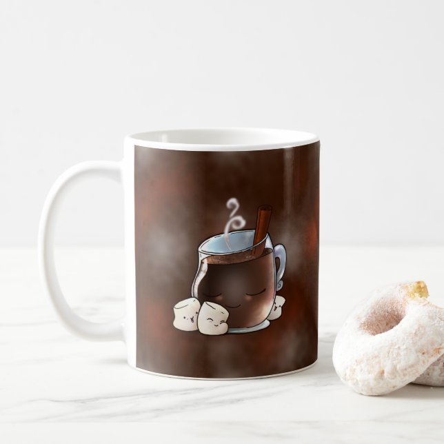 Kawaii Hot Chocolate and Marshmallows Coffee Mug (With Donut)