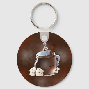 Kawaii Hot Chocolate and Marshmallows Key Ring