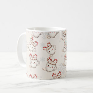 Kawaii Hot Cocoa Seamless Pattern – Cute Christmas Coffee Mug