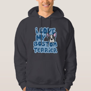 Kawaii I Love My Boston Terrier Hooded Sweatshirt