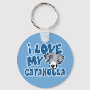 Kawaii I Love My Catahoula Key Ring