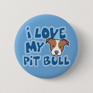 Kawaii I Love My Pit Bull 6 Cm Round Badge