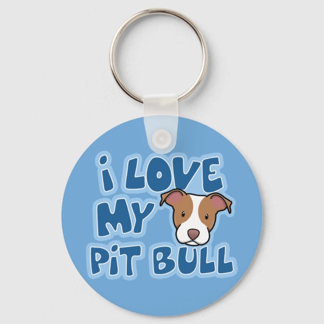 Kawaii I Love My Pit Bull Key Ring (Front)