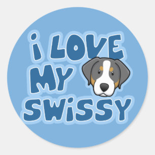 Kawaii I Love My Swissy Classic Round Sticker