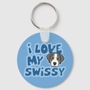 Kawaii I Love My Swissy Key Ring