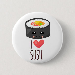 Kawaii I Love Sushi 6 Cm Round Badge