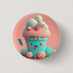Kawaii ice cream 3 cm round badge
