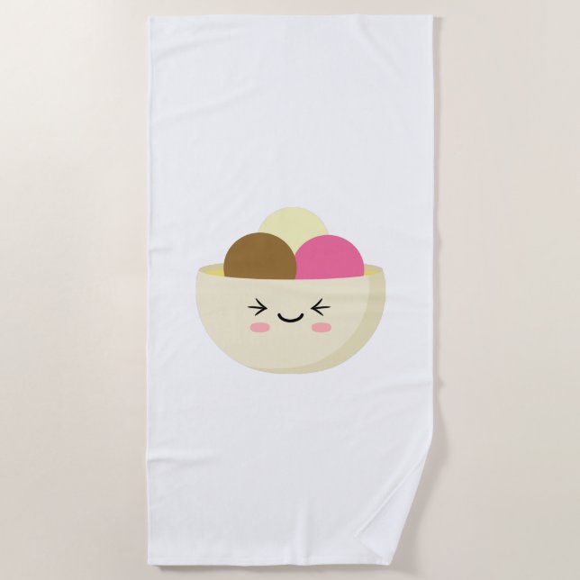 Kawaii Ice Cream Beach Towel (Front)