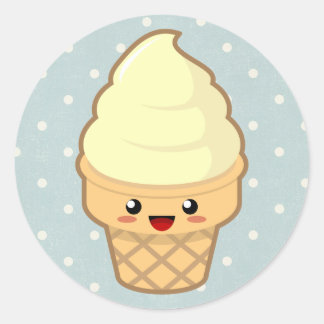 Kawaii Ice Cream Classic Round Sticker