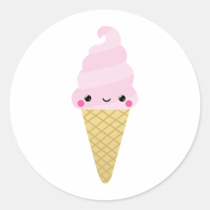 Kawaii Ice Cream Cone Classic Round Sticker