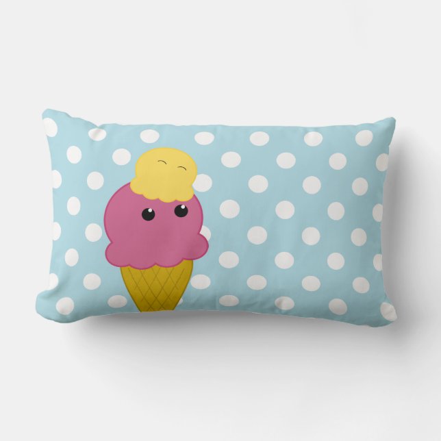 Kawaii Ice Cream Cone Lumbar Cushion (Front)