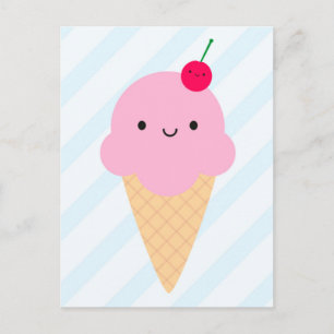 Kawaii Ice Cream Cone Postcard