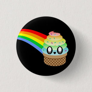 KAWAII ICE CREAM CONE RAINBOW CUTENESS 3 CM ROUND BADGE