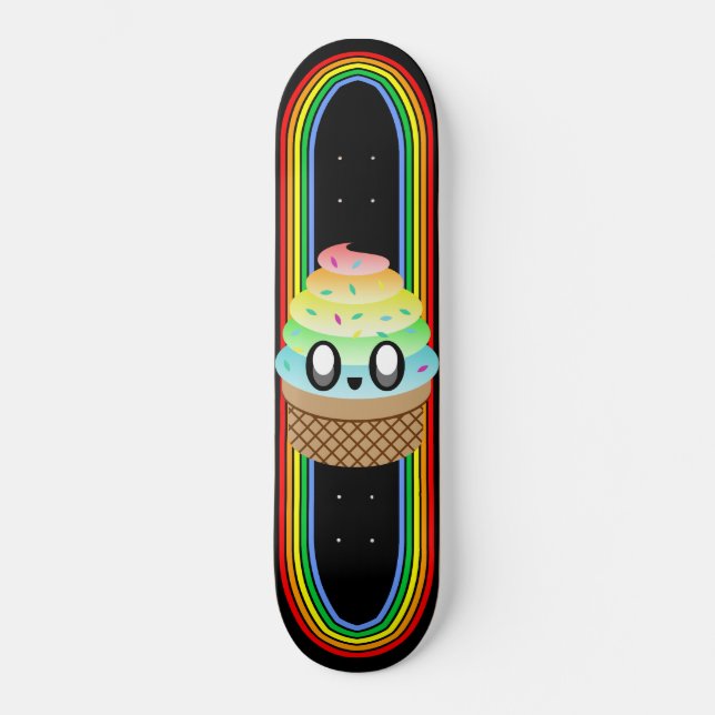 KAWAII ICE CREAM CONE RAINBOW DECK SKATEBOARD (Front)