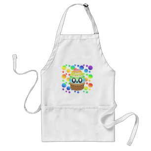 Kawaii Ice Cream Cone Rainbow Dots Standard Apron