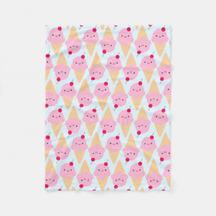Kawaii Ice Cream Cones Fleece Blanket