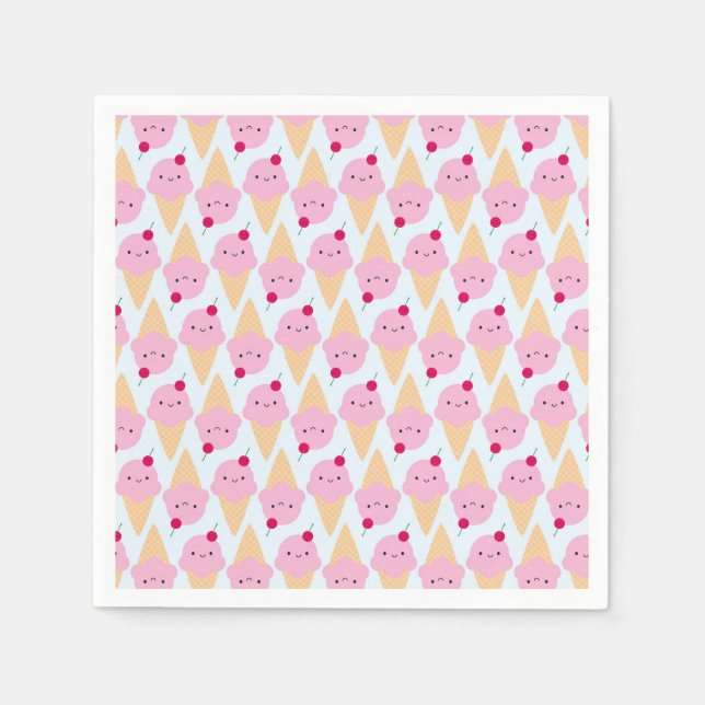 Kawaii Ice Cream Cones Napkin (Front)