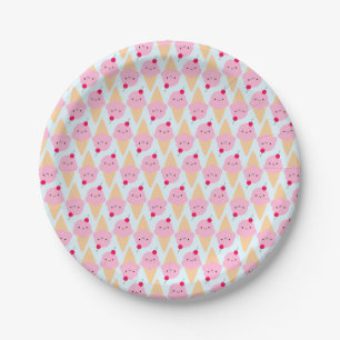 Kawaii Ice Cream Cones Paper Plate