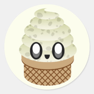 kawaii ice cream cookies and cream classic round sticker