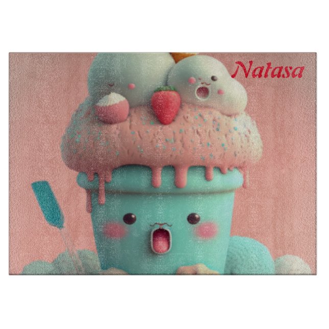 Kawaii  ice cream cup cutting board (Front)