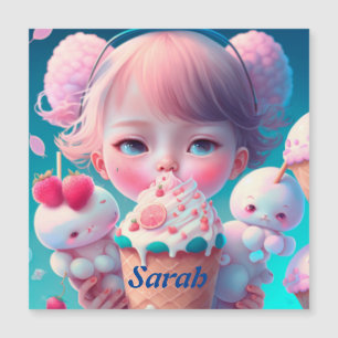 Kawaii  ice cream girl  card